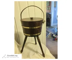 Vintage Three-Legged Wooden Sewing Basket