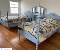 2 matching Twin Bed Frames, Blue cottage style with yellow flowers